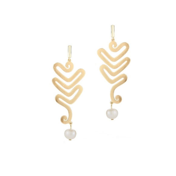 ELIZABETH & JAMES 23k Gold Pearl Drop Earrings! NEW RETIRED Luxury Line - Picture 2 of 3